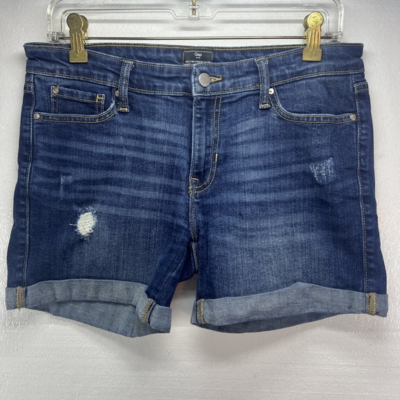 Gap Womens‎ Size 27 100% Cotton Distressed Sexy Boyfriend Shorts Cuffed 4" Ins - Picture 1 of 6